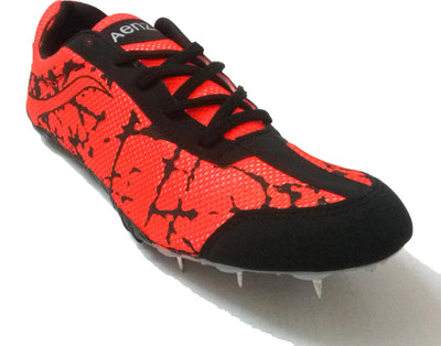 

Aenza Multi Sports Unisex Light Weight Athletic Spike Running Shoes With PU Sole - Fluoroscent Orange Cricket Shoes For Men(Orange, Black