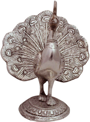 

Chesta Enterprises White Metal decorative Dancing Peacock Showpiece Handicrafts Decorative Showpiece - 12 cm(Carbon Steel, Silver)