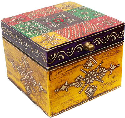 

Chesta enterprises Hand Painted Square Wooden Art Jewelry Box 151 Jewellary, Makeup Vanity Box(Multicolour)