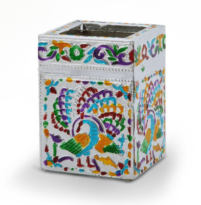 

Shilpbazaar 1 Compartments White Metal Pen Stand(Silver)