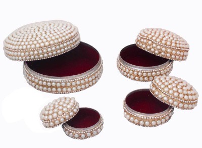 

Little Jaipur Pearl Box Jewellery Box Vanity Box(White, Red)