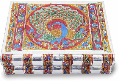 

Creative Handicraft Decorative Box In Metal Colorful Meenakari Work Makeup and Jewellery Vanity Box(Blue)