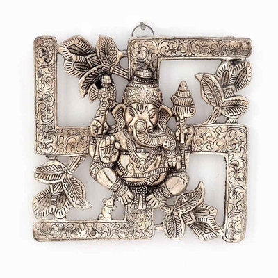 

Indian Gift Emporium Antique White Metal Swastik Ganesha Hanging 313 Decorative Showpiece - 17.78 cm(Cast Iron, Silver)
