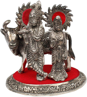 

Little Jaipur Lord Radha Krishna Idol Decorative Showpiece - 14 cm(Iron, Silver)