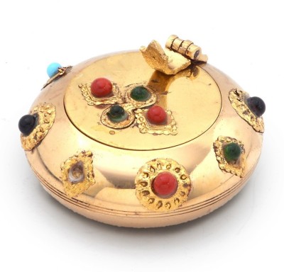 Kaarigar Pure Brass Gemstone Ash Tray Handicraft Gift -172 Decorative Showpiece  -  3.81 cm(Brass, Gold)