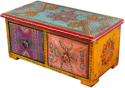 

Little Jaipur Wooden Double Drawer Set Jewelry Box Makeup, Jewellary Vanity Box(Multicolour)