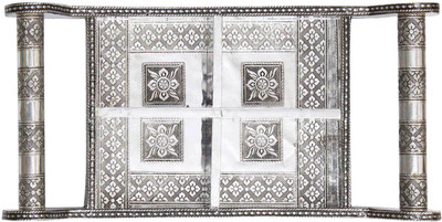 

Little Jaipur Pure White Metal Dryfruit Tray Handicraft Gift Aluminium Decorative Platter(Silver, Black)