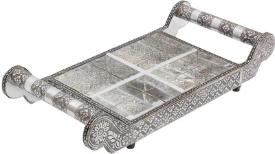 

Chesta Enterprises Aluminium, Wooden Decorative Platter(Silver)