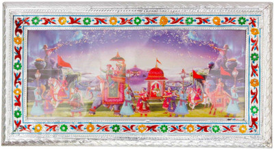 

Little Jaipur Decorative White Metal 3 Partitions Dryfruit Box Wooden Decorative Platter(Multicolor)
