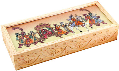 

Chesta Enterprises Carved Gemstone Painted Wooden Jewellery Box Handicraft Gift Jewellery Vanity Box(Multicolor)