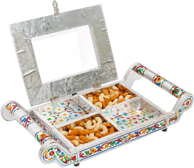 

Panchal Choice Wooden Decorative Platter(Silver)