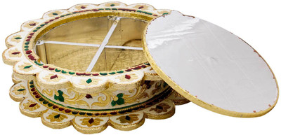 

Little Jaipur Golden Meenakari Booti Work Handmade Dryfruit Box Wooden Decorative Platter(Gold)