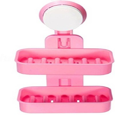 

Everyday shop Double Layer Soap Box Suction Cup Holder Rack Bathroom Shower Soap Dish Hanging Tray Wall Holder Storage Holders(Pink)