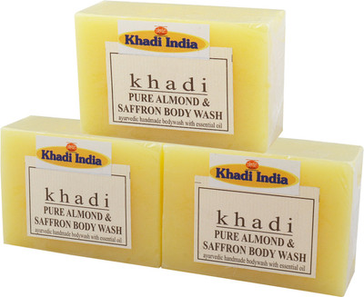

Khadi India Santosh Pure Almond & Saffron Harbal Body Wash Soap (Ayurvedic Hand Made)(375 g, Pack of 3)