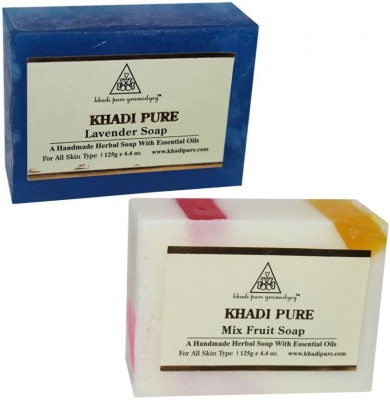 

Khadi Pure Lavender And Mix Fruit Soap Combo (250g) Pack 2(250 g, Pack of 2)