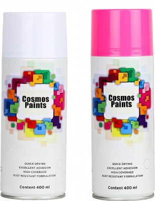 Cosmos Paints Gloss White & Peach Red Spray Paint 400 ml(Pack of 2)