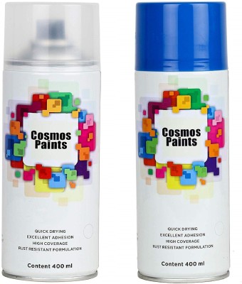 Cosmos Paints Clear Lacquer & Wuling Blue Spray Paint 400 ml(Pack of 2)