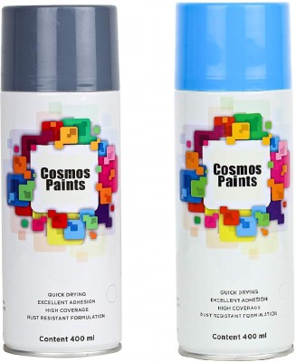 Cosmos Paints Matt Light Grey & Blue Spray Paint 400 ml(Pack of 2)