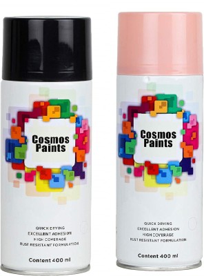 Cosmos Paints Matt Black & Light Pink Spray Paint 400 ml(Pack of 2)