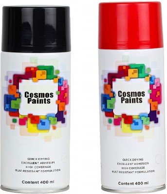 Cosmos Paints Matt Black & Deep Red Spray Paint 400 ml(Pack of 2)