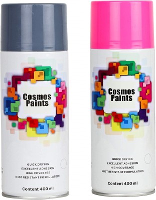 Cosmos Paints Matt Light Grey & Peach Red Spray Paint 400 ml(Pack of 2)