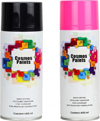 Cosmos Paints Matt Black & Peach Red Spray Paint 400 ml(Pack of 2)