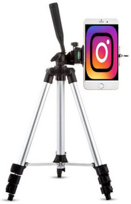 

WDS Tripod 3110 Portable & Foldable Camera & Mobile Tripod with Mobile Clip Holder Bracket Fully Flexible Mount Cum Tripod Stand with Three-Dimensional Head & Quick Release Plate Tripod (Silver & Black, Supports Up to 1500) Tripod(Black, Silver, Supports 
