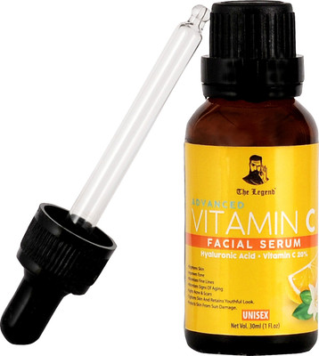 

The Legend Advanced Vitamin C Facial Serum 30ml - Vitamin c 20% - Hyaluronic Acid - Lemon Extract -Brightens Skin - Improves tone - Fights Ageing - Acne - Scars- Protects from Sun Damage -Unisex- Many More Benefits for Skin(30 ml)