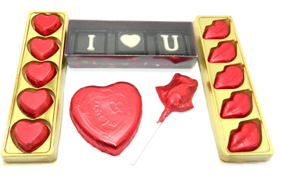 

Rich'U Chocolates I love You Pack with Heart, Lips & Rose shape Chocolate Bars(Pack of 5, 240 g)