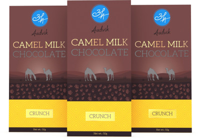 

Aadvik Camel Milk Chocolate - Crunch - Pack of 3 Bars(Pack of 3, 150 g)