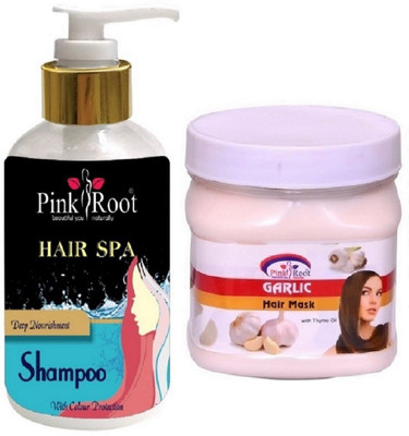 

Pink Root Garlic Mask 500ml With Hair Spa Shampoo(Set of 2)