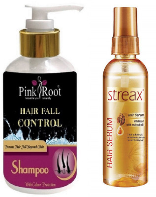 

Pink Root Hair Fall Control Shampoo With Streax Golden Hair Serum(Set of 2)