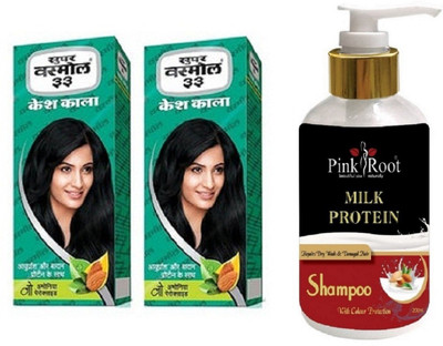 

Pink Root Milk Protein Shampoo with Super Vasmol 2 Pcs Kesh Kala 100ml(Set of 3)