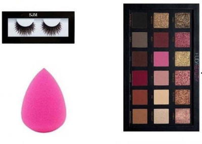 

SJM Eyelash Black + 1 Blender puff + Eyeshadow Palette Rose Gold Edition(Set of 3)