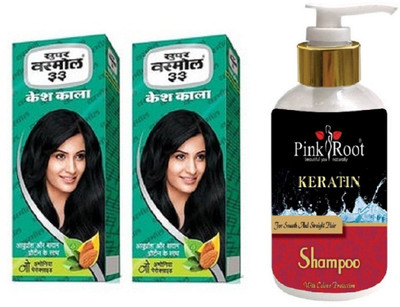 

Pink Root Kertain Shampoo with Super Vasmol 2 Pcs Kesh Kala 100ml(Set of 3)