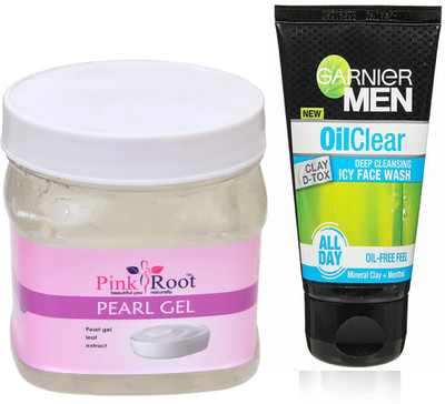 

Pink Root Pearl Gel 500g WITH Garnier Oil Clear Facewash(Set of 2)