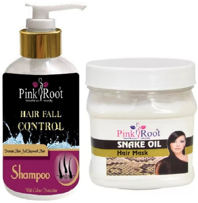 

Pink Root Hair Snake Oil Mask With Hair Fall Control Shampoo(Set of 2)