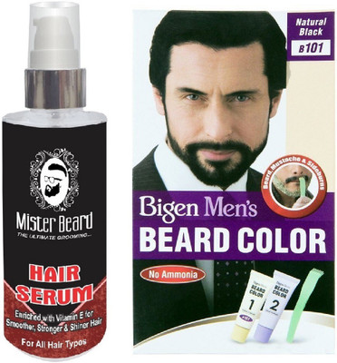 

Mister Beard Hair Serum With Bigen Men's Beard Color B101 Natural Black(Set of 2)