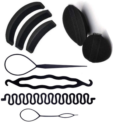 

S R Enterprises hair combo kit ,hair volumizer ,hair base ,hair stylish juda bun ,puff maker [pack of 9pcs](Set of 9)