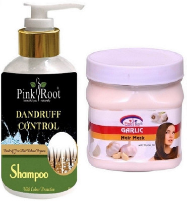 

Pink Root Garlic Mask 500ml With Dandruff Control Shampoo(Set of 2)