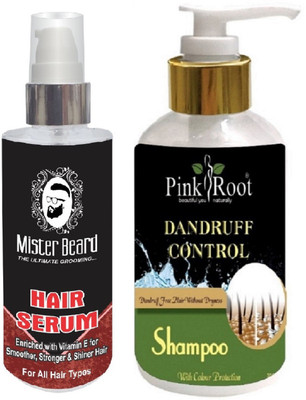 

Mister Beard Hair Serum With Pink Root Dandruff Control Shampoo(Set of 2)