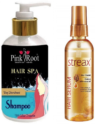 

Pink Root Hair Spa Shampoo With Streax Golden Hair Serum(Set of 2)