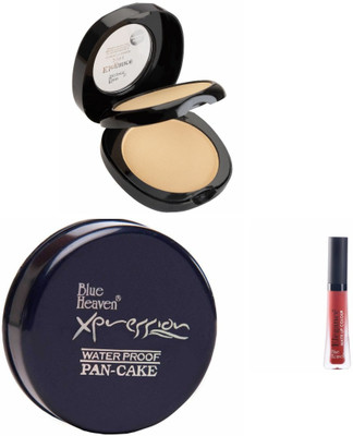 

Blue Heaven compact elegance 2in1 & pan cake xpression & lip colour elegance(Set of 3)