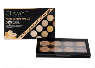 

Clamy Professional Makeup 3 in 1 Brighten Contour Concealer Colour Compact Powder Compact(Multicolor)