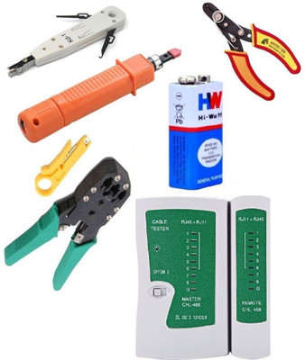 

Inditrust 3in1 Modular Rj45 Rj11 Crimping Tool, Network Lan Cable Tester, Stripper Tool, 6F22, Push Down Impact Tool IDC/Network CAT5 & Telephone Insertion Socket Punch-Down and Punch Down Krone Tool 110 Block Wire Cable Cutter Card Line Knife of Combo Co