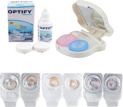 

Optify Combo Pack Monthly Color Contact Lens With Travel Kit Monthly Contact Lens(1, Brown-Honey-Violet, Pack of 3)