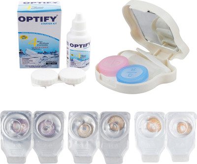 

Optify Combo Pack Monthly Color Contact Lens With Travel Kit Monthly Contact Lens(1, Violet-Brown-Honey, Pack of 3)