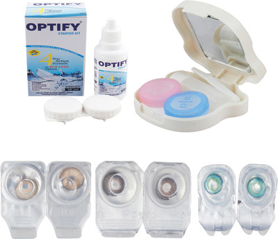 

Optify Combo Pack Monthly Color Contact Lens With Travel Kit Monthly Contact Lens(1, Brown-Brown-Aqua, Pack of 3)