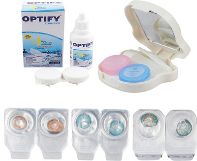 

Optify Combo Pack Monthly Color Contact Lens With Travel Kit Monthly Contact Lens(1, Honey-Aqua-Green Turquoise, Pack of 3)