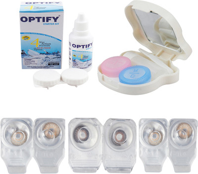 

Optify Combo Pack Monthly Color Contact Lens With Travel Kit Monthly Contact Lens(1, Brown-Brown-Brown, Pack of 3)
